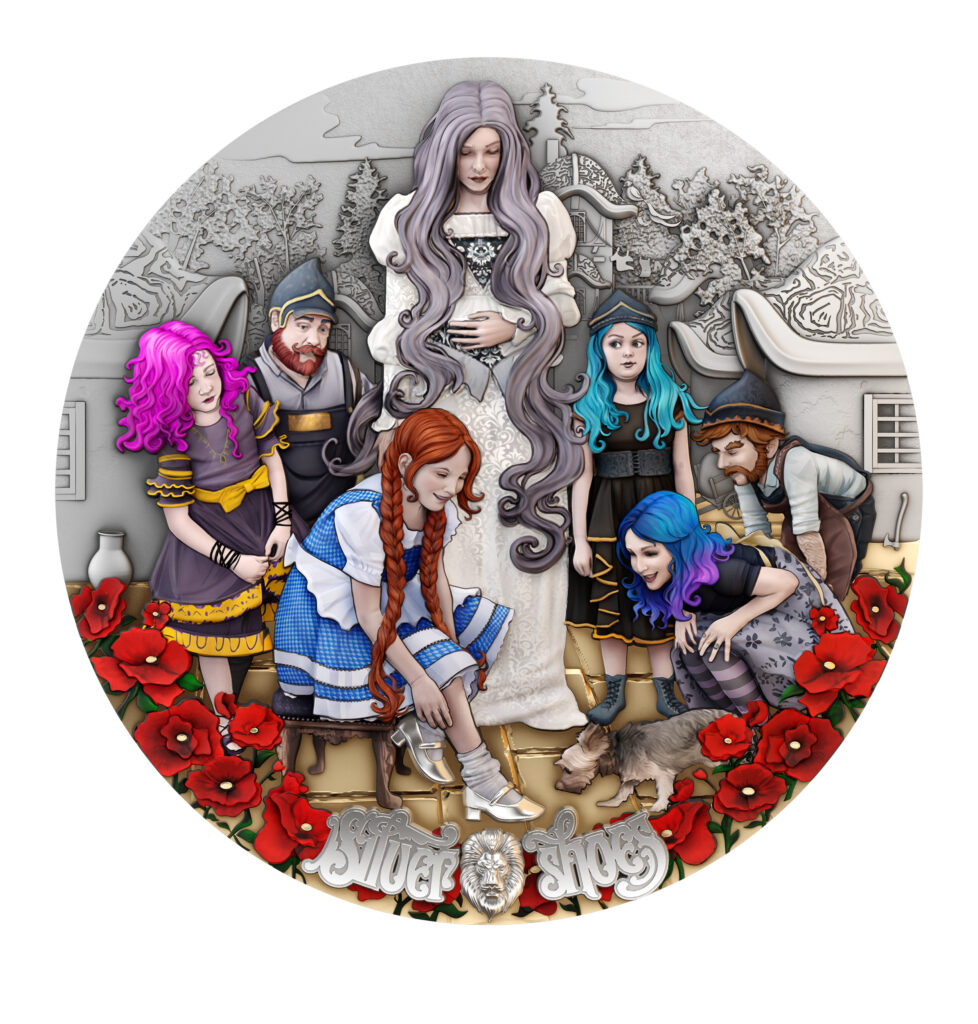 Srebrna moneta „Srebrnych Trzewiczków” o nominale 5 dolarów